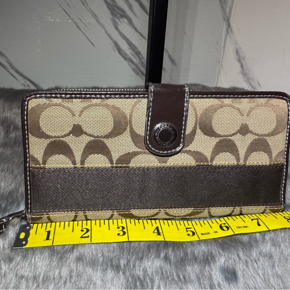 Coach Signature Brown Zip Around & Bifold Tab Full Size Wallet